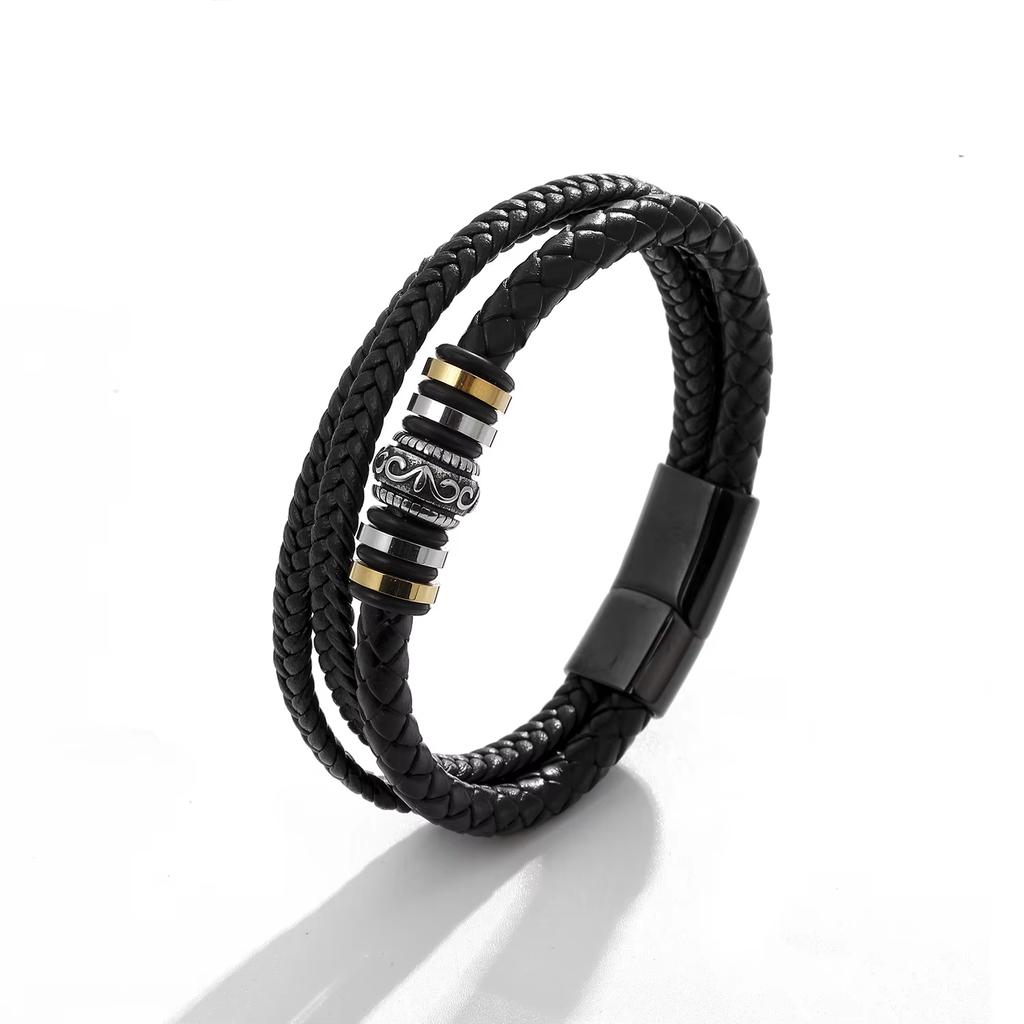 Stainless Steel Bracelet En Acier Inoxydable Fashion Bracelets Real Leather Fashion Bracelets & Bangles Jewelry for Women Men