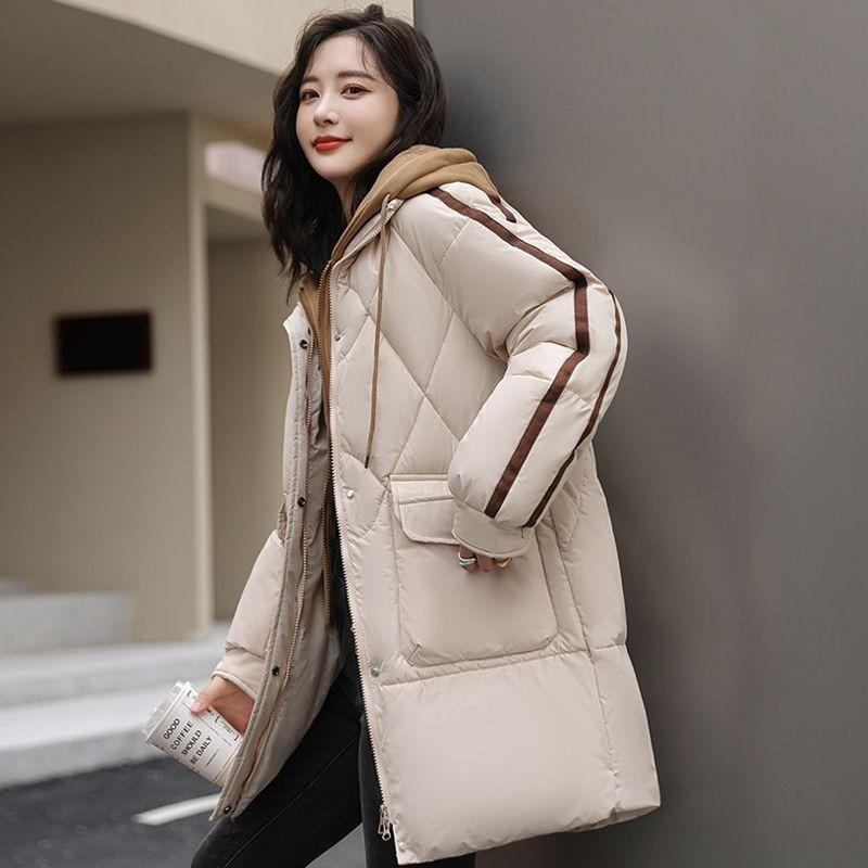 Свободное Теплое Зимнее Пуховое Хлопковое Пальто Женское Длинное Стеганое Пальто Поддельный Двойной Толстое Зимнее Пальто