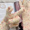 Радужные шерстяные перчатки-желе для женщин на зиму с сенсорным экраном, вязаные, теплые и с открытыми пальцами, в японском стиле, милые, нишевые для пары