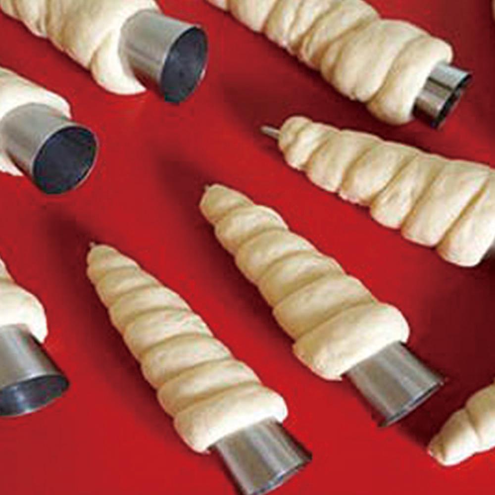 6Pcs Stainless Steel Spiral Croissants Molds Pastry Cream Horn Cake Bread Mold Roll Moulds Pastry