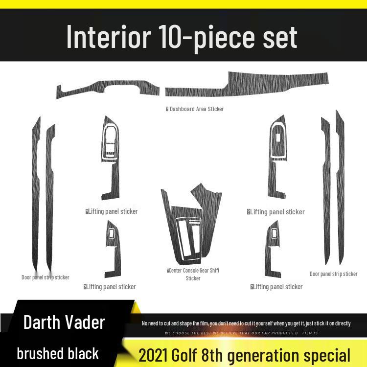 Совместимо с модом интерьера VW Golf 8-го поколения 2021 года: Наклейки для защиты центральной консоли и дверей из углеродного волокна