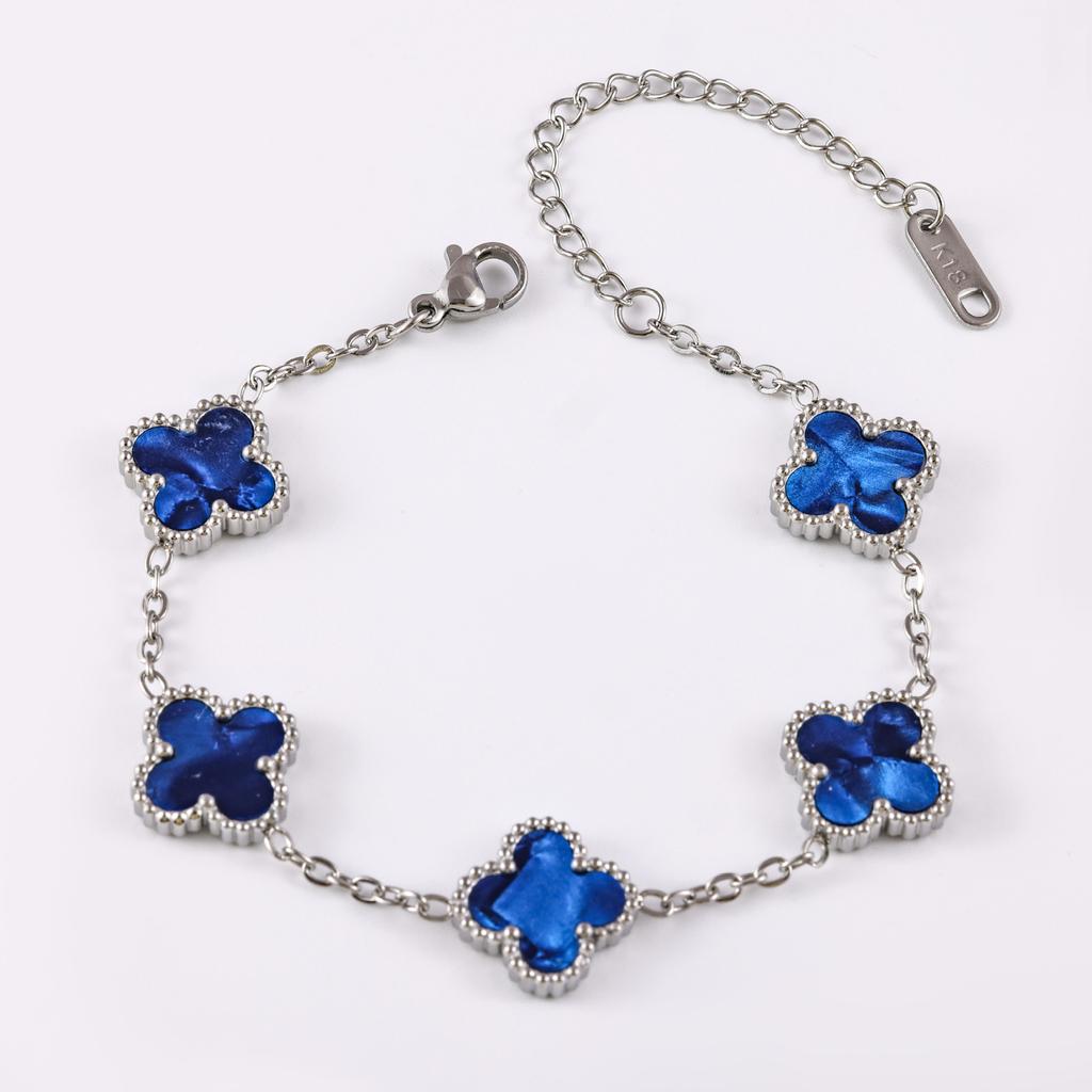 Браслет Lucky Clover женский серебряный, высокая версия, не выцветающая титановая сталь, ювелирные изделия