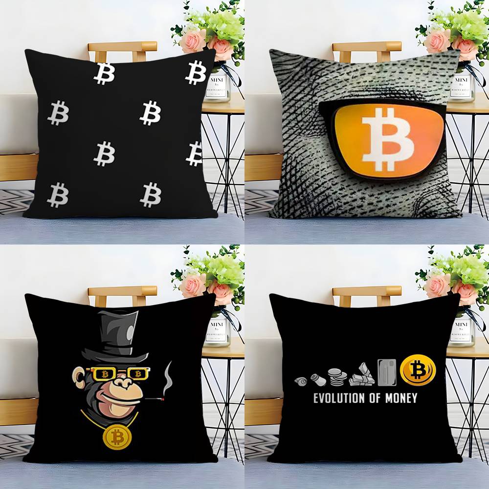 Биткоин Криптовалюта Btc Наволочка Плюшевая Ткань Мягкая Двусторонняя Печать Дом Диван Высокое Качество Наволочка Подушка