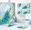 Набор из 4 предметов занавески для ванной с узором павлина, плоская 2D печать, современное домашнее украшение занавески