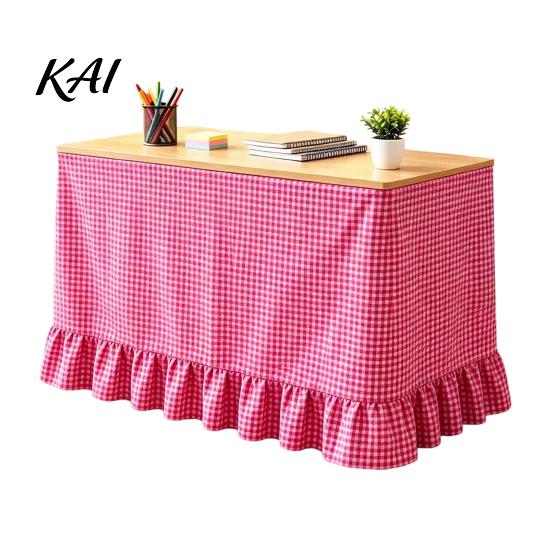 Ruffle Desk Cover Gingham Ruffled Table Skirt, Cottagecore Teacher Skirt for Classroom, Classroom Plaid Tablecloth Birthday Wedding Baby Shower Party