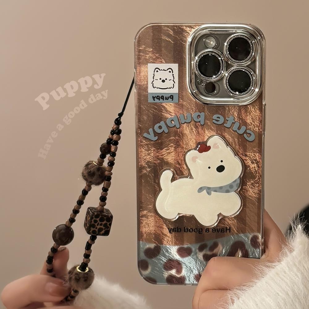 Совместимо с IPhone 16, Apple 17 Pro Max, Patchwork West Highlands 13 Леопардовый Принт Шнурок 14 Ретро Блестки