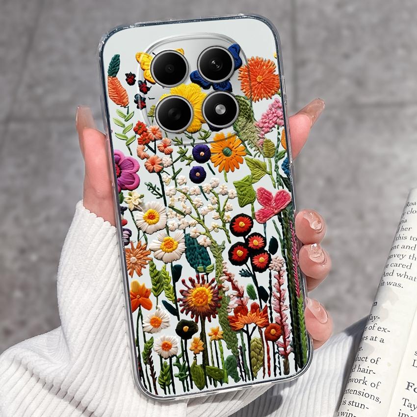 For Redmi Note 15 14 13 Pro Plus 5 5A 4 4X Phone Case Chinese Style Red-Crowned Crane Patterns Transparent TPU Shockproof Casing For Redmi Soft Covers