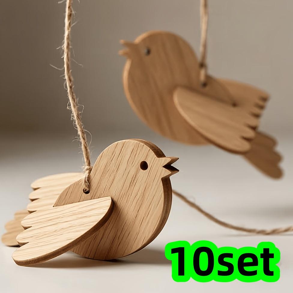 10 Sets of Wooden Bird-Shaped Ornaments, Wooden Bird Shapes for DIY Coloring, Children's Educational Tools, Handmade Holiday Decorations, Holiday P