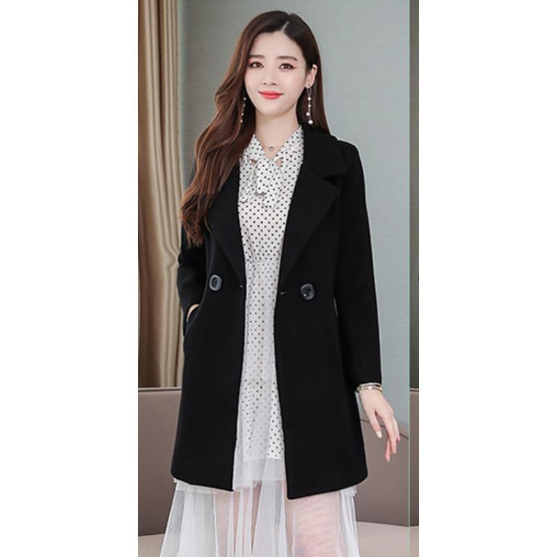 Женское шерстяное пальто Tongnizi Coat Корейский стиль Тонкая шерстяная ветровка