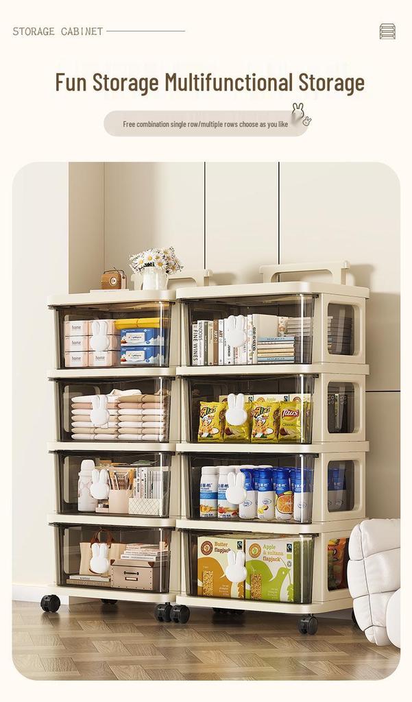 Rabbit Trolley: Multi-layer Cart with Wheels and Drawer for Children's Books and Storage