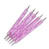 5pcs Pink Double-head Nail Art Dotting Pens Marbling Handle Manicure Tool