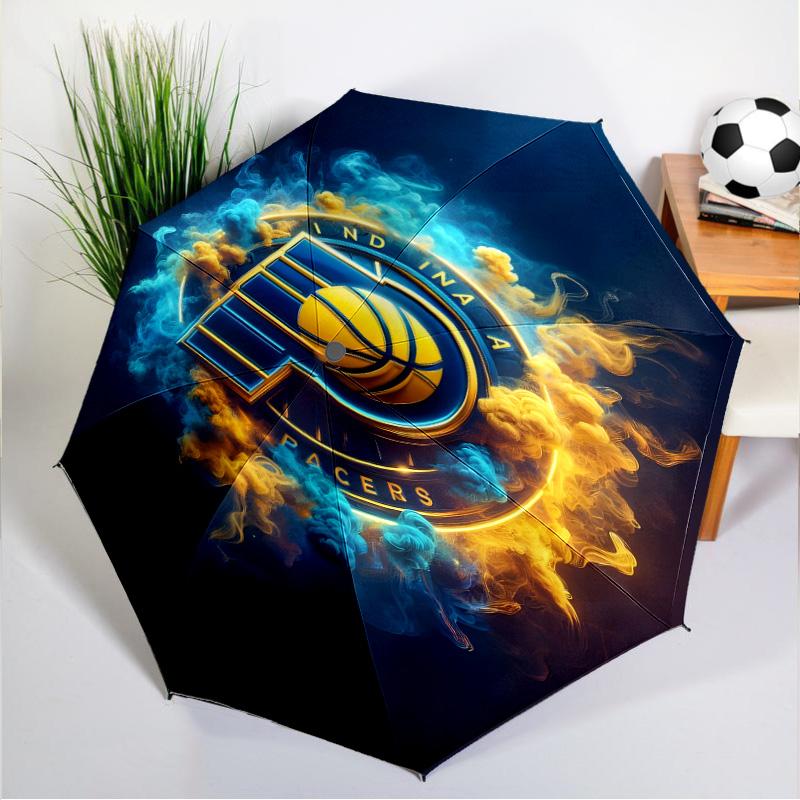 basketball Pacers Neon Art Umbrella 8-Frame for Travel, Camping, Casual Lightweight Portable Umbrella, Essential for Every Family Holidays Gift
