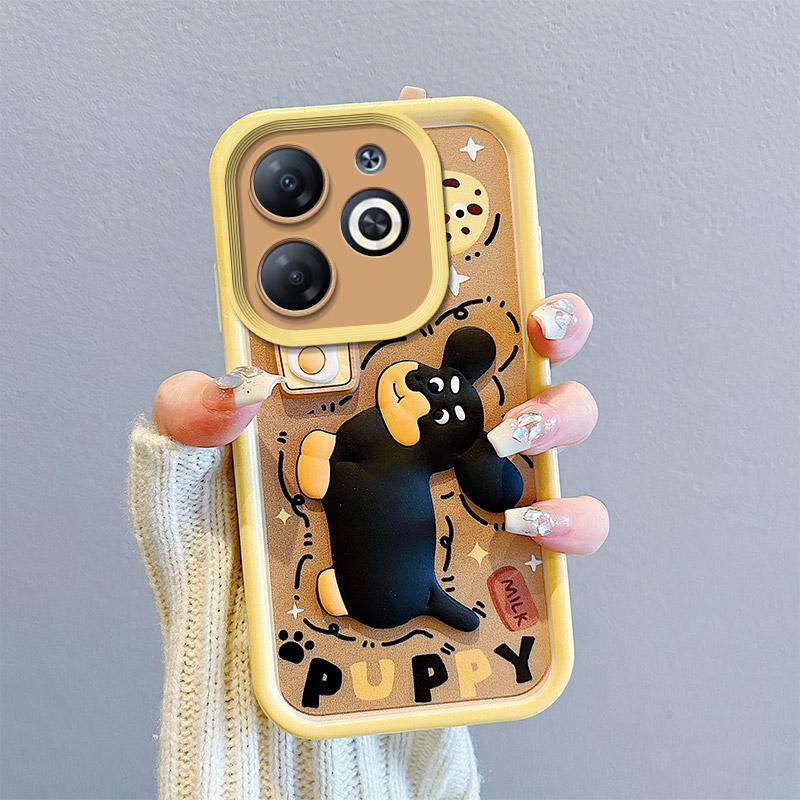 KEYSION Противоударный чехол для Infinix Hot 40i 40 Pro с ремешком, силиконовый милый 3D-чехол для телефона с мультяшной куклой для Infinix Smart 8 HD