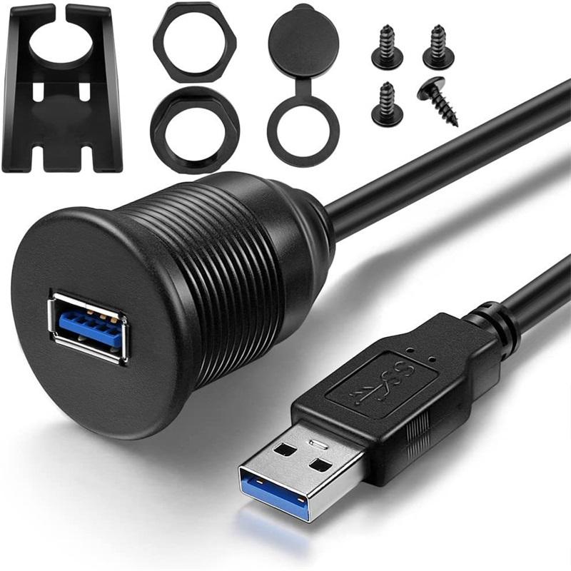 Автомобильные аксессуары для приборной панели с двумя USB 3.0-кабелями «папа-мама» для скрытого монтажа, USB-разъемом со светодиодным индикатором для автомобилей, грузовиков и морских судов