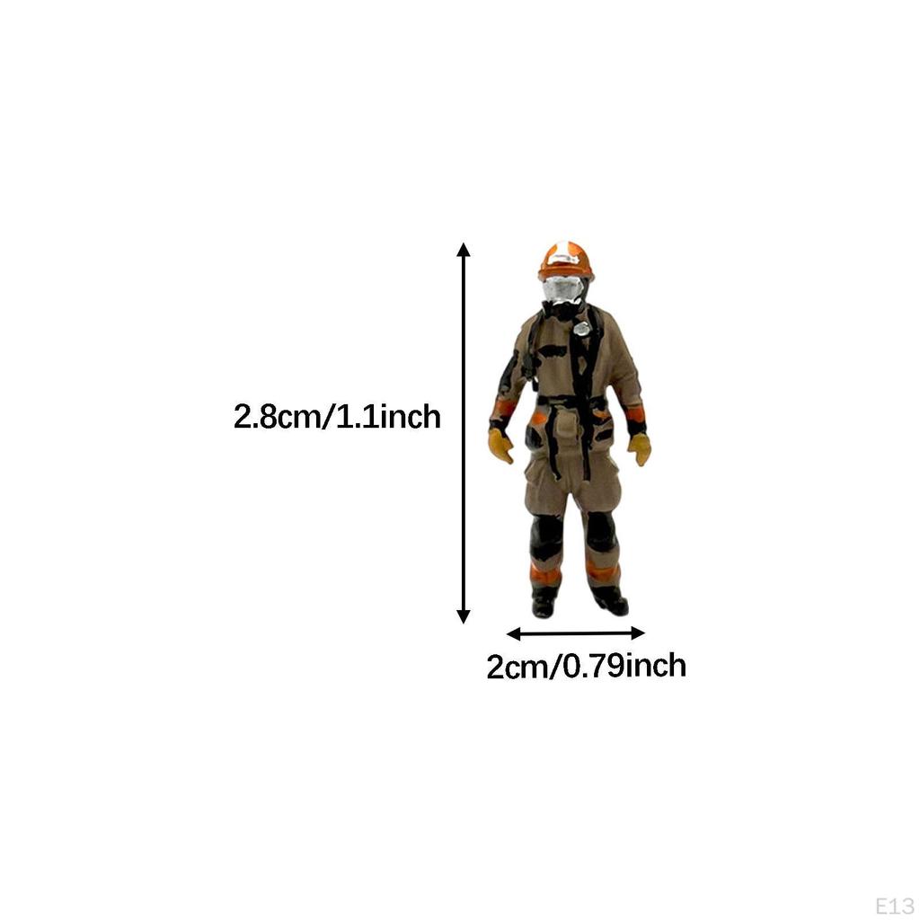 1/64 Firefighter Figures Diorama Action Realistic Tiny People Model for Micro Landscapes
