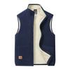 Autumn Winter Lamb Wool Vests Men Warm Padded Stand Collar Casual Sleeveless Jacket