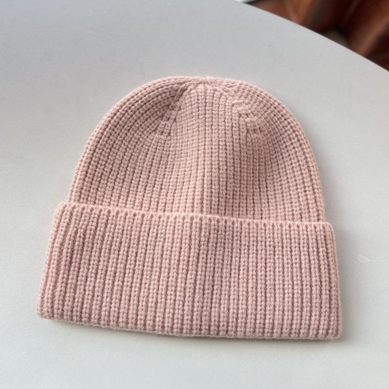 Light board autumn and winter wool hat Korean version warm ear protection cold hat simple pullover hat solid color versatile face small knitted hat