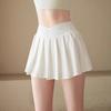 Sports Short Skirt for Women In Summer Pleated Yoga Skirt Fake Two-piece Anti-exposure Badminton Tennis Skirt Fashionable White Skirt