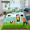 Счастливый Кемпинг Пододеяльник Квин Мультяшный Караван Кемпинг Постельный Комплект Фермерский Стиль 3D Чехол для Одеяла с Наволочками