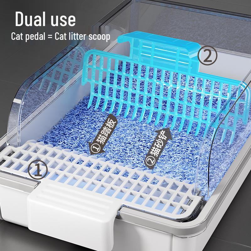 Большой кошачий туалет с высокими бортиками против разбрызгивания, Утолщенная конструкция для предотвращения разбрасывания наполнителя