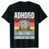 Retro Vintage ADHD&D Roll for Concentration Funny Gamer Dungeons DM RPG Dice Dragon T Shirts Summer Streetwear Gifts T-shirt Men