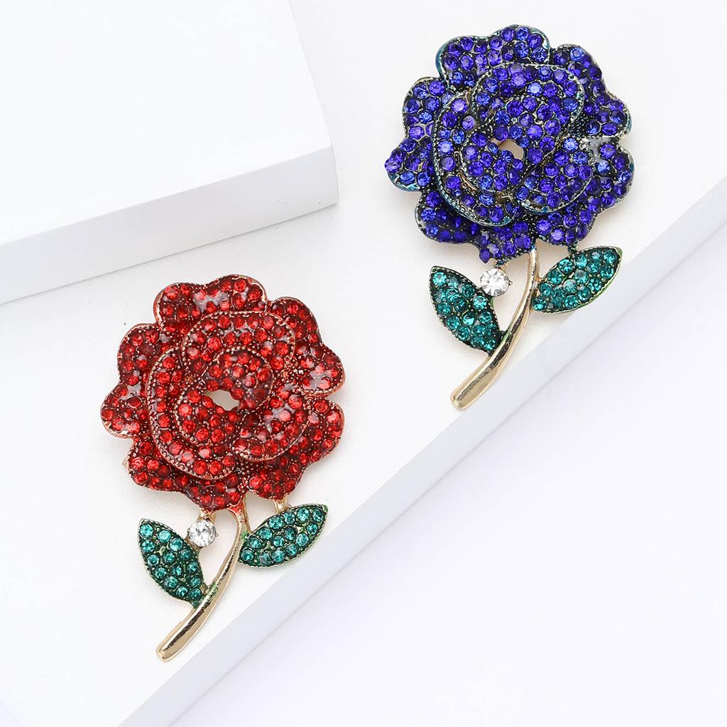 Delicate Alloy Rhinestone Rose Brooch Temperament Versatile Women'S Clothing Corsage Jewelry Pin