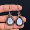 Milky Opal Gemstone Handmade Pure Copper Wire Wrapped Jewelry Earring For Thanksgiving