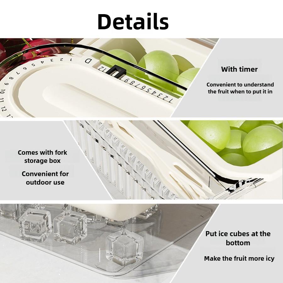 Ice Chilled Condiment Caddy with 5 Containers, Fruit Plate Server with Lids, Serving Tray Platter with Removable Dishes