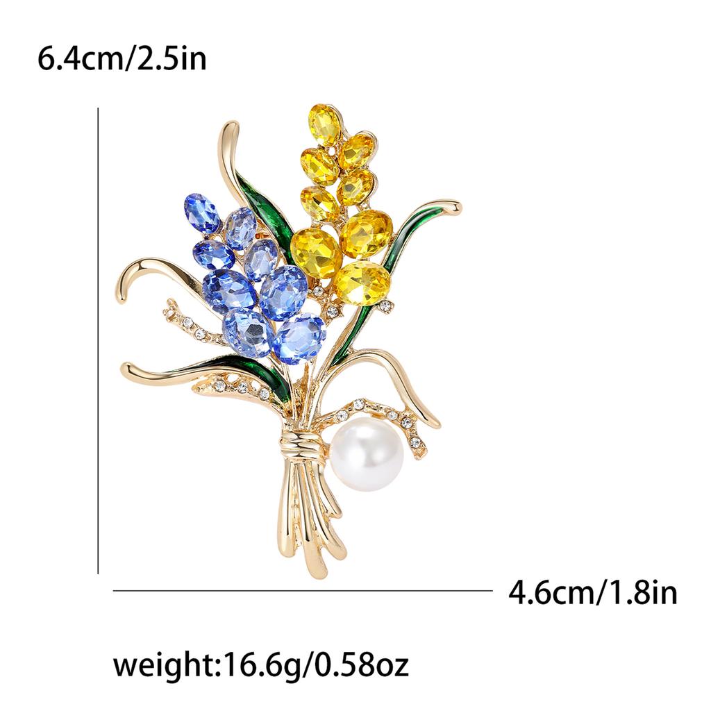 Trendy Rhinestone Wheat Ear Brooches for Women Ukrainian Wheats Pins Enamel Plant Badges Office Party Friend Gifts Accessories
