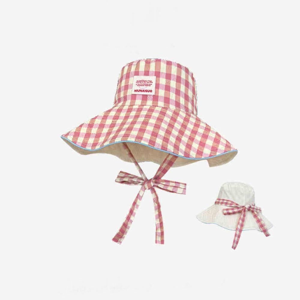 Summer Sunscreen Hat Two-sided Fisherman Caps Korean Plaid Bucket Cap Travel