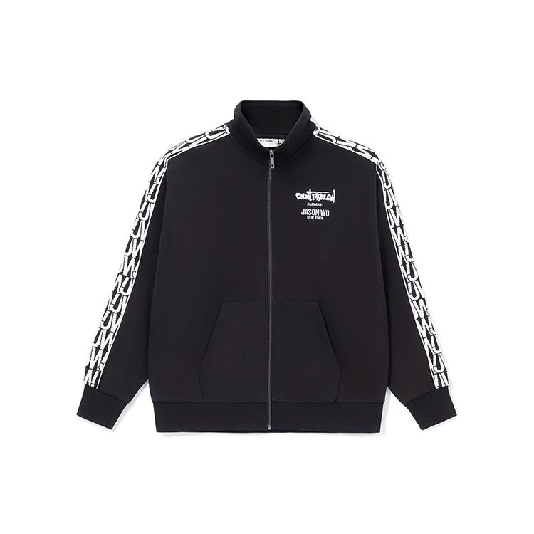 Li Ning X Jason Wu Collaboration Sports Fashion Series Letter Embroidery Loose Sports Jacket Unisex Jacket Black AWDRH04-1