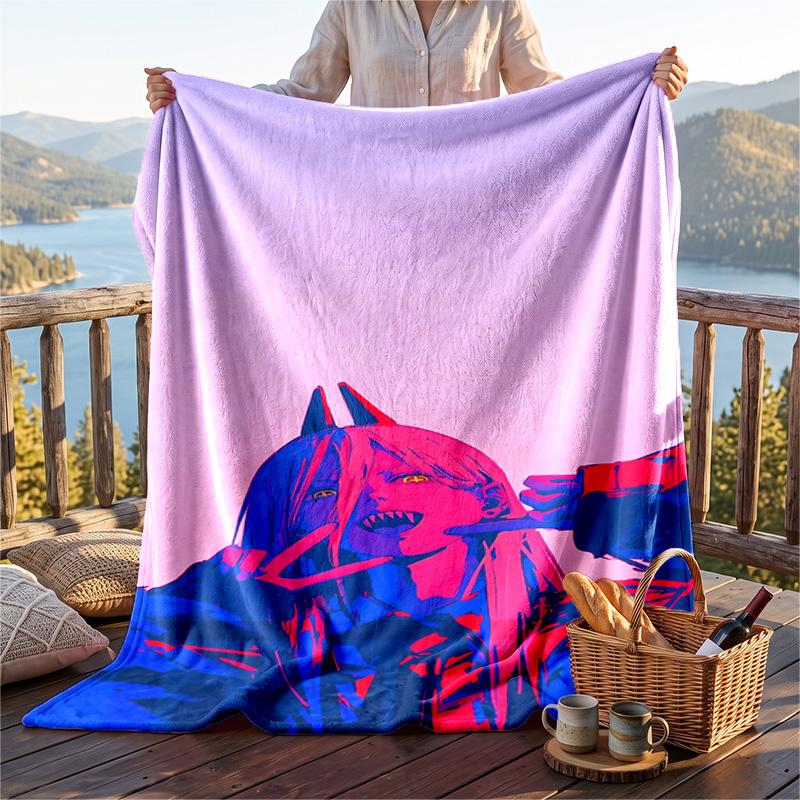 Warm Flannel Throw Blanket,Chainsaw Man Lightweight Cozy Blanket For Bed Sofa And Daily Use