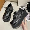 Модные туфли на танкетке с высоким каблуком Y2k Lolita Shoes Женские новые туфли в стиле панк-готика Mary Janes с заклепками Женские туфли на танкетке с платформой для косплея JK uniform shoes