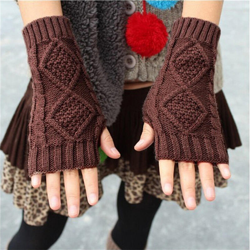 Unisex Men Women Arm Warmer Fingerless Knitted Long Gloves Cute Mittens