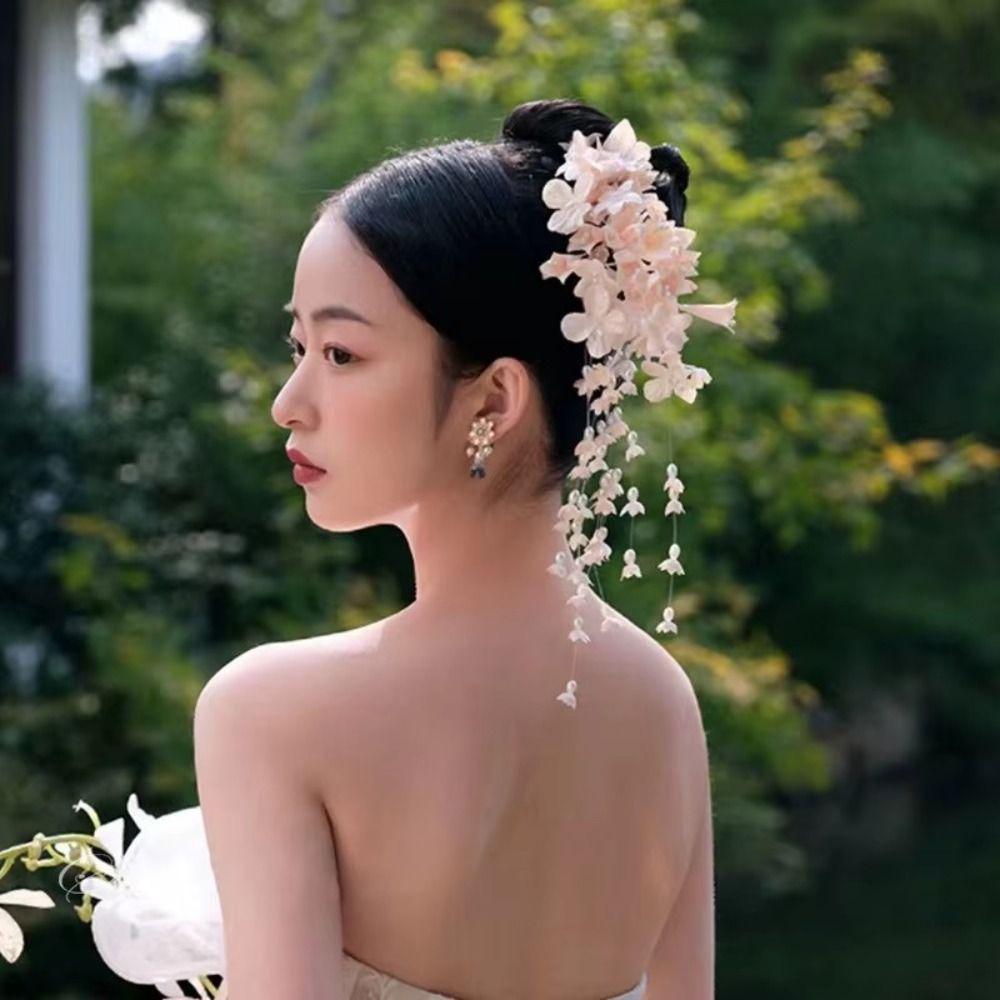 Fairy Wedding Headdress Luxury Flower Barrettes Temperament Bridal Headwear Hair Jewelry