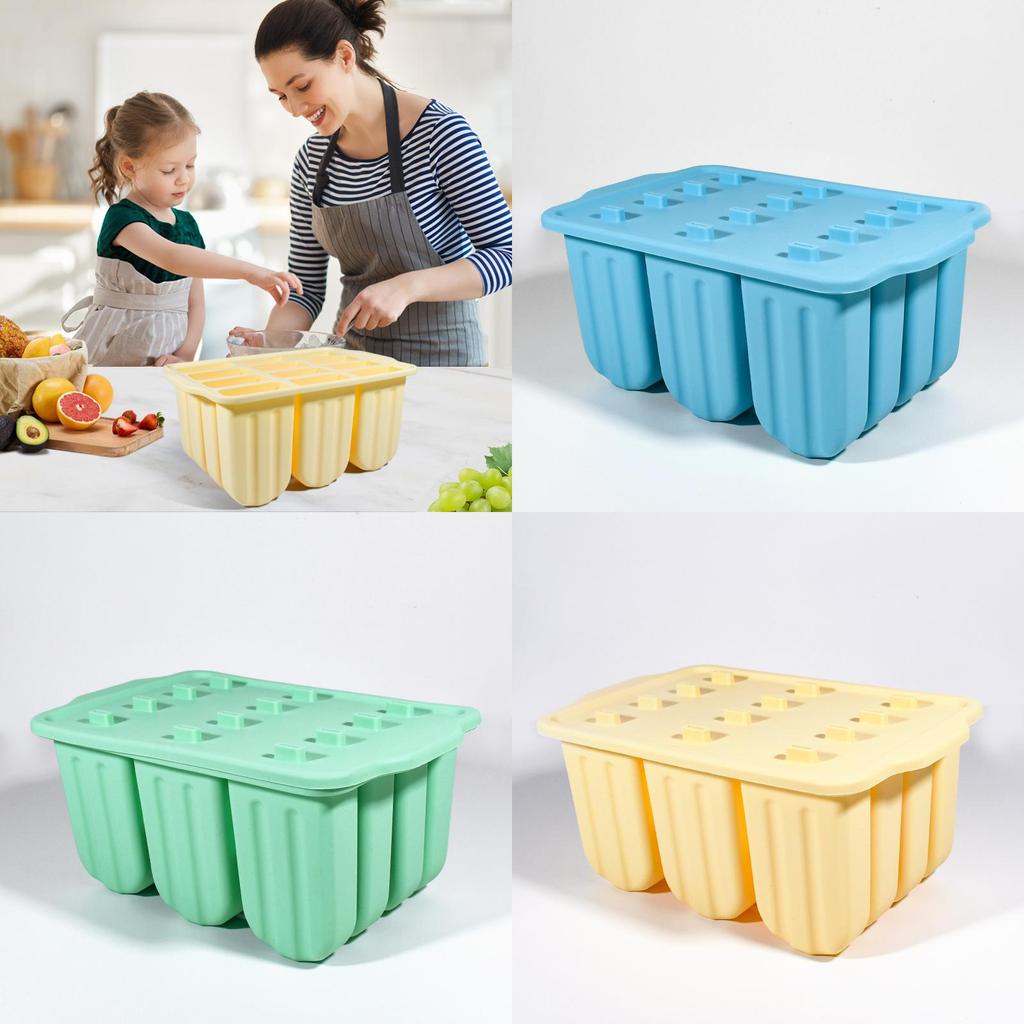 Silicone Ice Pop Molds 12 Cavity With Lid For Homemade Frozen Treats