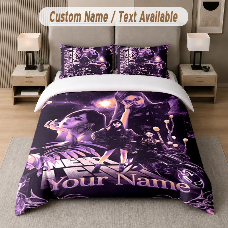 aespa 3Pcs Bedding Set, Personalized Custom Name Text, 1 Duvet Cover & 2 Pillowcases For Bedroom