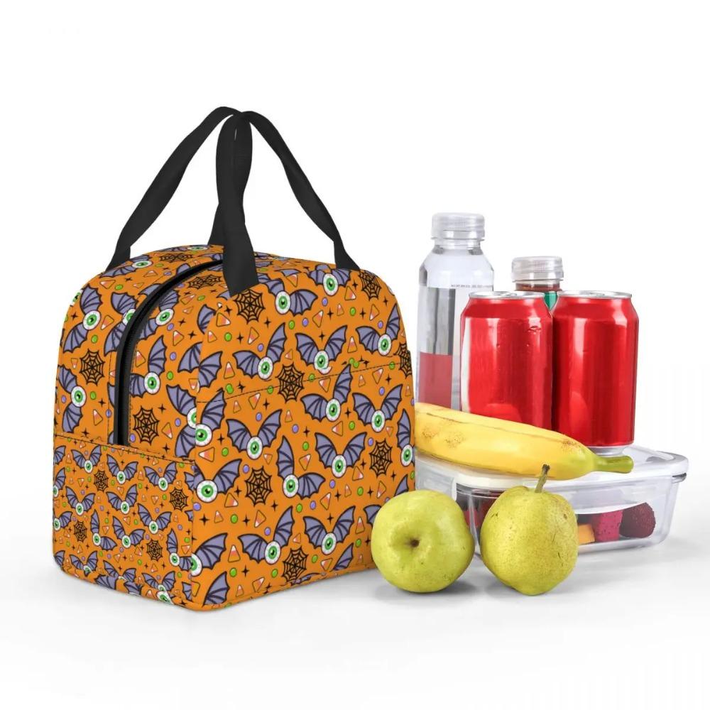 Cartoon Eye Bat Pattern Insulated Lunch Bag for Women Office Cooler Thermal Food Box Tote Portable Lunch Boxes Container