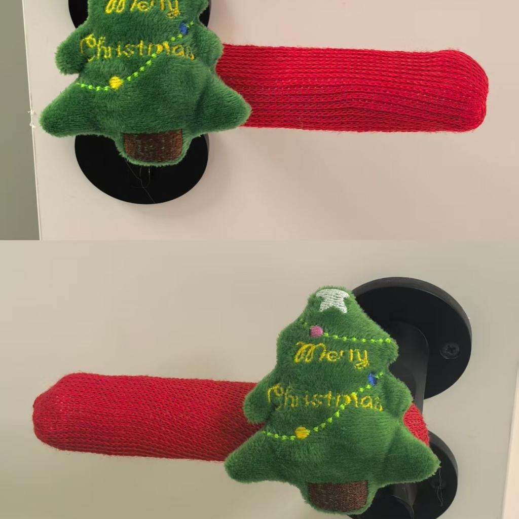 2pcs Christmas Tree Door Handle Covers,Merry Christmas Door Knob Protectors,Creative Holiday Decor for Christmas Home Atmosphere