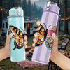 1PC Mixed Floral Wing Butterfly 750ml Color Plastic Sports Water Bottle Leakproof Flip Straw Lid Suitable for Sports Office Home Use