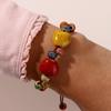 Ethnic Style Heart-shaped Ceramic Handmade Bracelet Rainbow Irregular Woven Bracelet Fashion Beaded Adjustable Bracelet