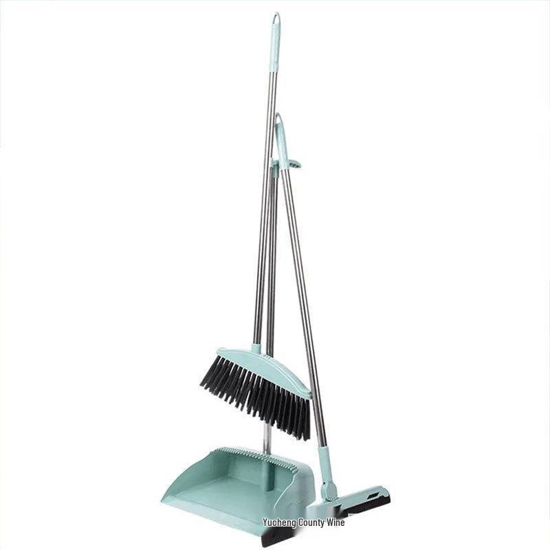 Influencer Household Broom & Dustpan Set: Non-Stick Hair Sweeping, Squeegee & Garbage Shovel.