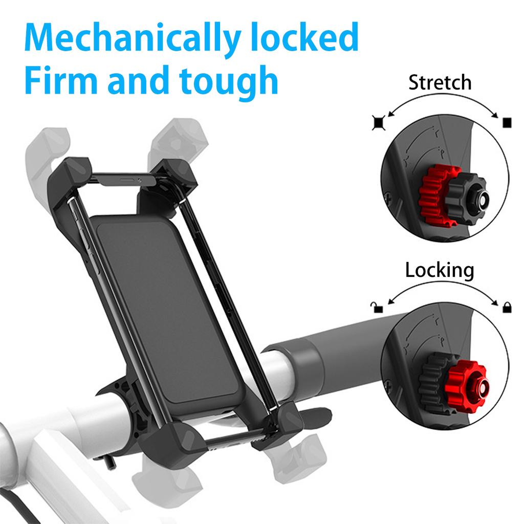 Bike Phone Holder Motorcycle Phone Mount Anti Shake and Stable Phone Holder with 360° Rotation Mechanical Bicycle Phone Mount