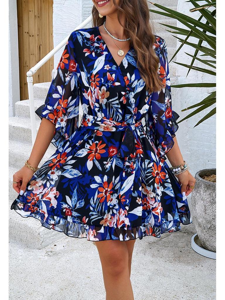 Женское платье из шифона с цветочным кружевом для отпуска, весна/лето 2024 г.