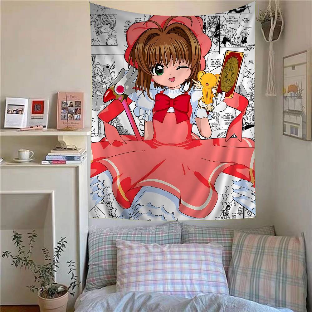 Аниме Cardcaptor Sakura Аниме Гобелен Хиппи Цветочный Настенный Ковер Декор для общежития Настенный Домашний Декор