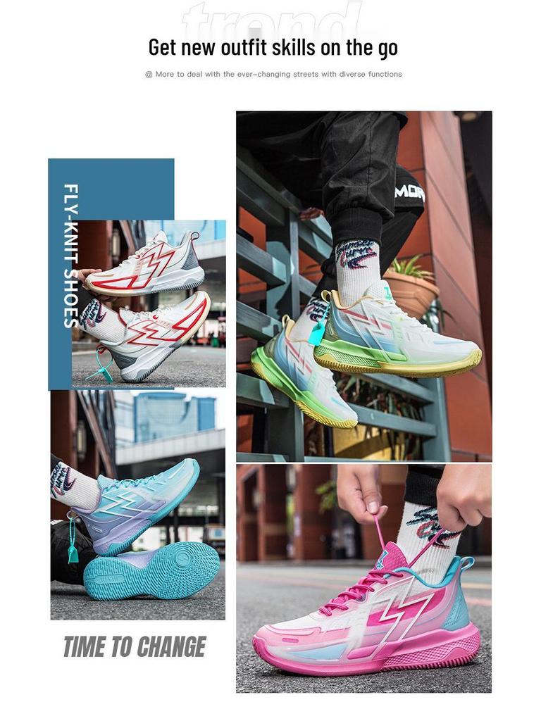 Trendy Luminous Korean Style Basketball Shoes - Breathable, Shock-Absorbing, Wear-Resistant Sports Sneakers for Couples