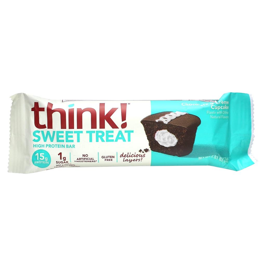 Think !, Sweet Treat, High Protein Bar, Chocolate & Cream Cupcakes, 5 Bars, 2.01 oz (57 g)