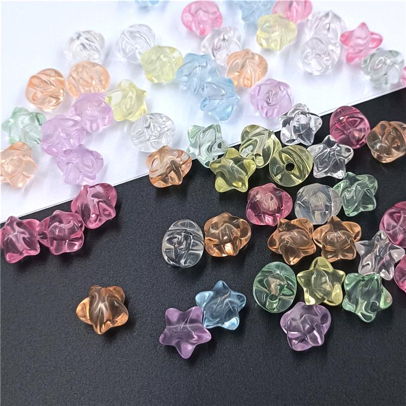 Браслет Акриловые Пятиконечные Звезды Бусины Россыпью Прозрачные Трехмерные 10 шт. Для Ожерелья Серьги Ювелирные Изделия Аксессуары