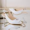 Women Soft Leather Slingback Shoes Versatile Premium High Heels Ladies Office Fashion Pointy Toe Woman Pumps Luxury Sandals