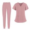 Comfortable V-Neck Nursing Scrub Set Breathable and Slim 2 Pockets